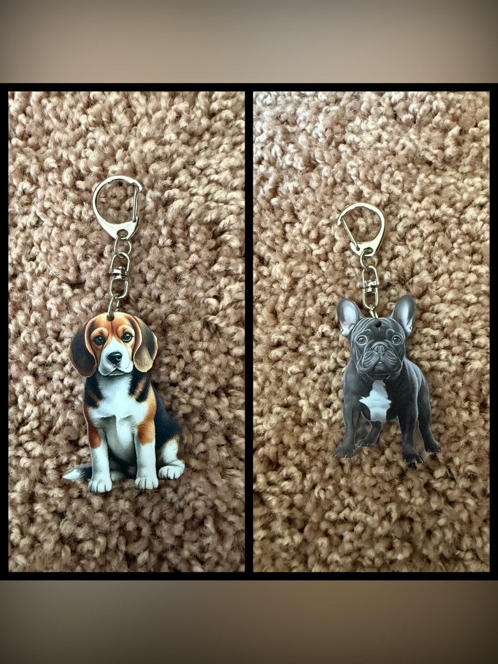 Acrylic Dog Keychain - Beagle or French Bulldog, Choose 1